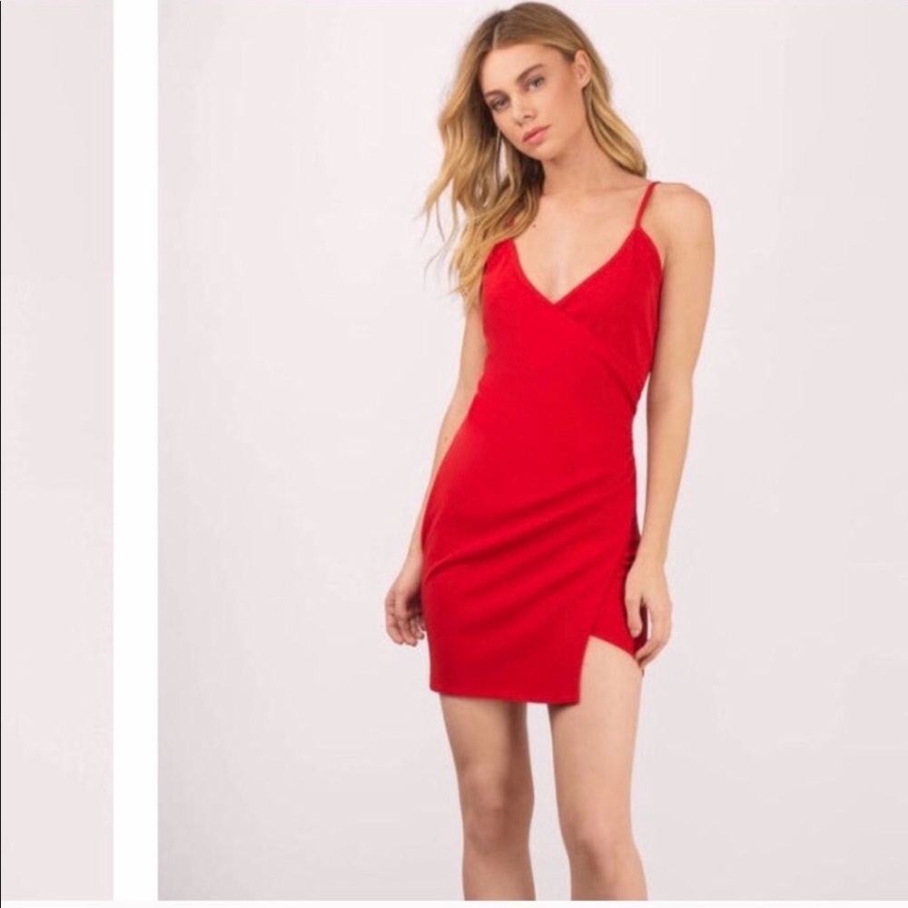 Tobi “Feel the Night” Red Wrap Bodycon Dress